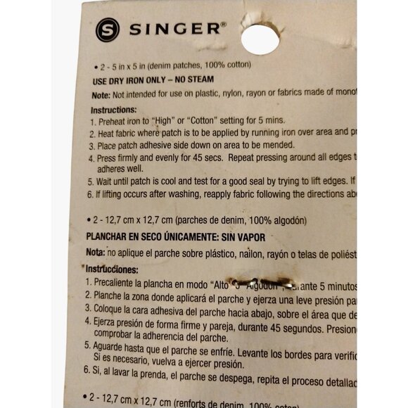 Singer Iron On Patches 2 Pack 5 X 5 Inch Denim Cotton Blue - Picture 7 of 7